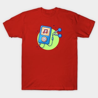 Ipod Audio Music Player with Earphone Cartoon Vector Icon Illustration (2) T-Shirt